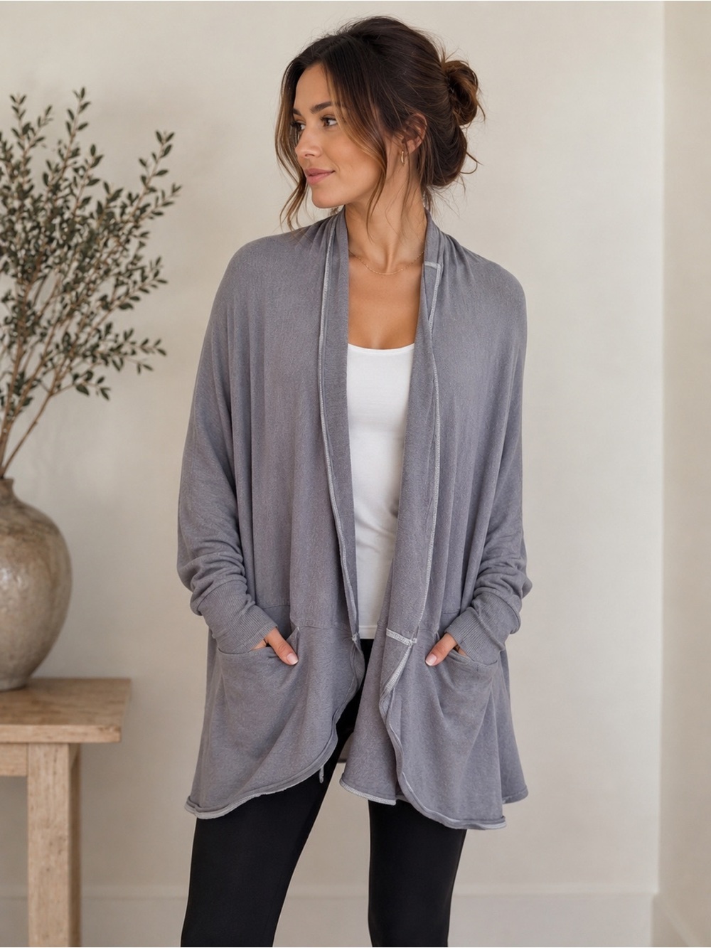 Lululemon Gray Oversized Open Front Cardigan Wrap Size 4